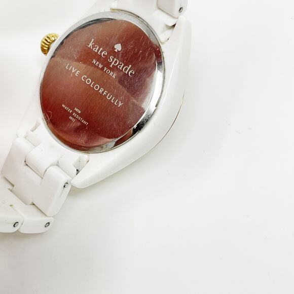 Kate Spade New York White Live Colorfully Watch Gold Tone Ladies Lightweight - Picture 9 of 10
